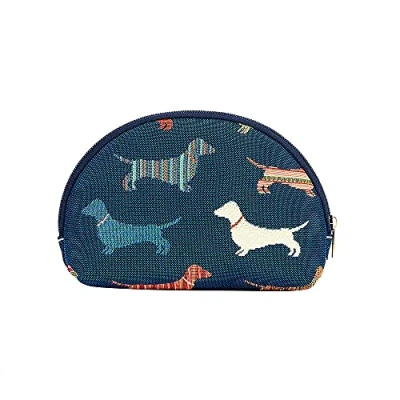 Image of Signare Tapestry Cosmetic Bag Makeup for Women with Cat and Dog Pet Design (Dachshund, COSM DACH)