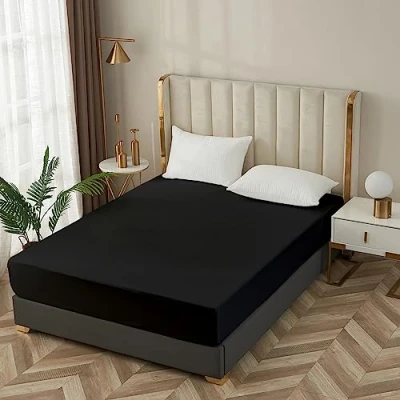 Image of Ray Bedding &amp; Linen 40cm Deep Super King Fitted Sheet 100% Egyptian Cotton 400 Thread Count Extra Bed Sheets Soft Breathable Hotel Quality