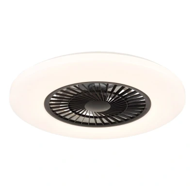 Image of Globo Lighting Alva Ceiling Fan Black 1x RGB LED Dimmable 3000 6500K Remote Control Timer GS 03649S