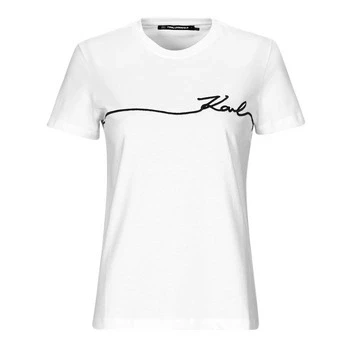 Image of KARL Lagerfeld IKON Aquarelle Print Tshirt, Women&#039;s, Size: Small, White