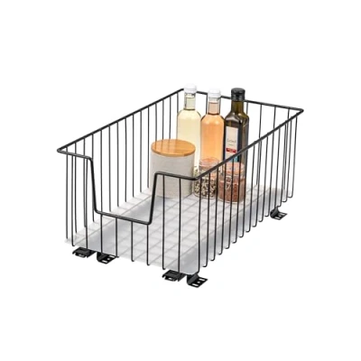 Image of bremermann Cabinet Basket Drawer 30cm Wide Floor Telescopic with Shelf Kitchen (Black)