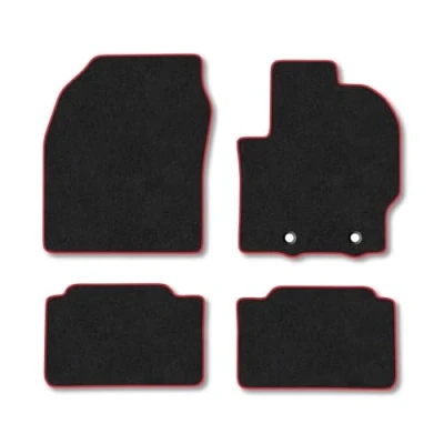 Image of Car Mats Compatible with Toyota Yaris Hybrid (2020 ) Tailored Fit Red Carpet Floor Set Accessory Custom 4 Pieces Anti Slip Backing &amp; Binding Trim Edge