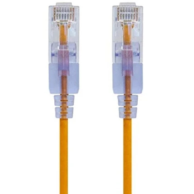 Image of Monoprice 116322 SlimRun Cat6A Ethernet Patch Cable Snagless RJ45 UTP Pure Bare Copper Wire 10G 30AWG 3ft Yellow 10 Pack