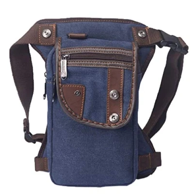 Image of Motorcycle Leg Bag Outdoor Waist Pack for Men Women Canvas Bike Riding Cycling Multi Purpose Travel Sports Fishing Hiking Camping Thigh Drop Fanny Pouch