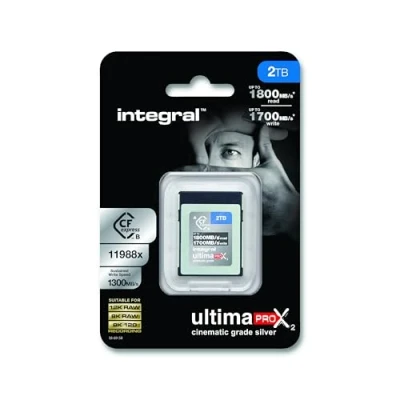Image of Integral 2TB CFexpress Memory Card Type B 2.0 12K and 8K RAW 120 FPS 1800MB/s Read 1700MB/s Write Speed 1300MB/s Sustained Designed for Advanced Cinematic DSLR Cameras