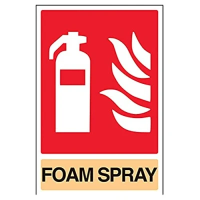 Image of V Safety Foam Spray Fire Extinguisher Sign 200mm x 300mm Self Adhesive Vinyl