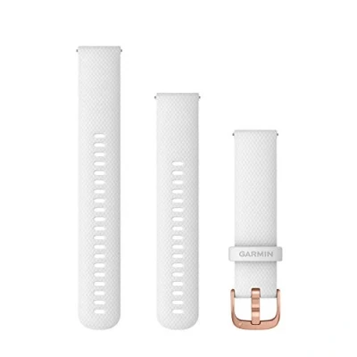 Image of Garmin Quick Release Bands (20 mm) White Silicone Band with Rose Gold Hardware