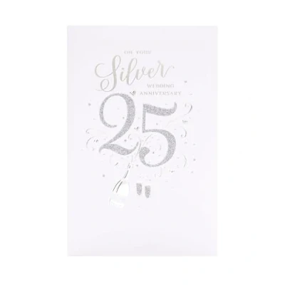 Image of UK Greetings 25th Wedding Anniversary Card for A Special Couple Silver Design Thinking of You Range
