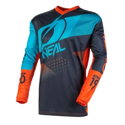 Image of O&#039;Neal Motorcycle Jersey Enduro Motocross Fit for Maximum Freedom of Movement, Padded Elbow Protection, Breathable Material Element Factor Adult Blue Grey Orange Size L