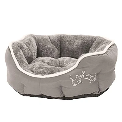 Image of Dehner Lieblinge Sammy Dog Bed and Cat Oval Approx. 45 x 40 14 cm Polyester Grey