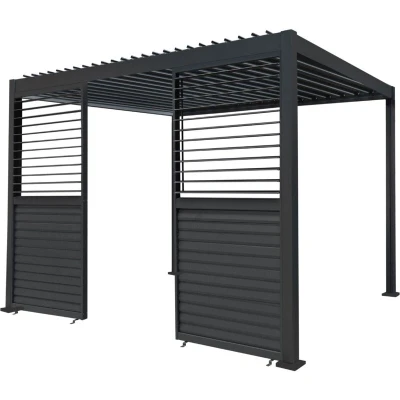 Image of MonsterShop Anthracite Aluminium Pergola with 2 x Shutter Panels 3m