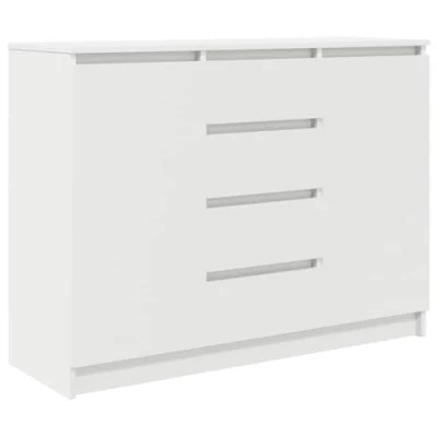 Image of vidaXL sideboard with drawers engineered wood white 100.5x35x76 cm: ample storage for living room, dining area, office