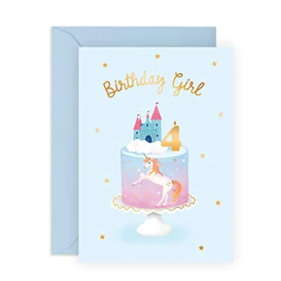 Image of Central 23 4 Year Old Girl Birthday Card Unicorn for Age Four Granddaughter 4th Gifts Daughter Comes with Fun Stickers