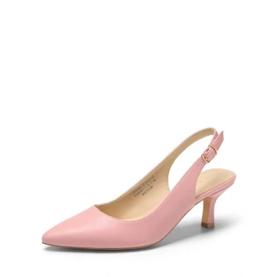Image of DREAM PAIRS Women&#039;s Kitten Heel Slingback Pointed Closed Toe Low Stiletto Heels Dress Bridal Elegant Wedding Pumps Shoes,Size 6,Pink Pu,SDPU2444W