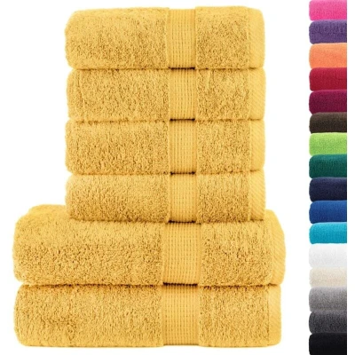 Image of vidaXL 6 Piece Premium Towel Set SOLUND Gold 600 gsm
