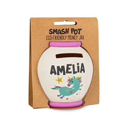 Image of History &amp; Heraldry Personalised Bamboo Smash Pot Money box (Amelia)
