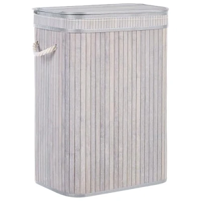 Image of Modern Bamboo Basket Laundry Bin with Removable Lid and Handles Grey Kalutara