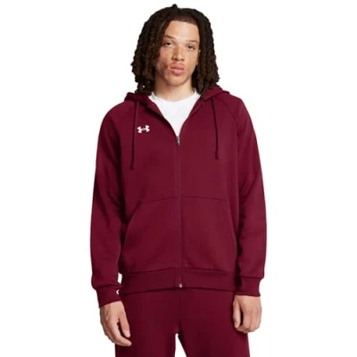 Image of Under Armour Men&#039;s Rival Fleece Full Zip Hoodie, (625) Cardinal / White, L