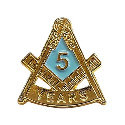 Image of Masonic 5 Years Anniversary Freemasons Square and Compasses Lapel Pin LP94