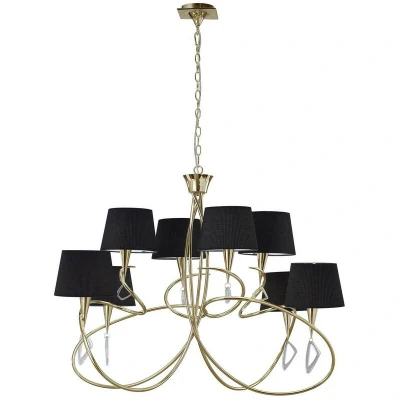Image of Mara Pendant 2 Tier 8 Light E14, French Gold Black Shades
