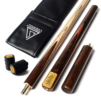 Image of CUESOUL 57&quot; Handcraft 3/4 Jointed Snooker Cue with Extension/Joint Protector Packed in Leatherette Bag (D304)