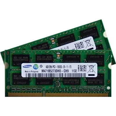 Image of Samsung 8 GB Laptop Memory Kit 2x 4 Dual Channel Original 204 Pin DDR3 1333 PC3 10600 CL9 SO DIMM for i5 + i7 Portable with MHz Support