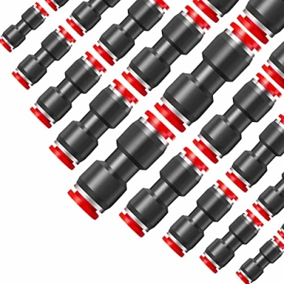 Image of Pronese 70 Pcs Quick Release Plastic Pneumatic Air Line Fittings, 4/6/8/10/12mm Straight Push Connectors for 5/32 1/4 5/16 3/8 1/2 Tube,2 Way to Connect Fittings Kit