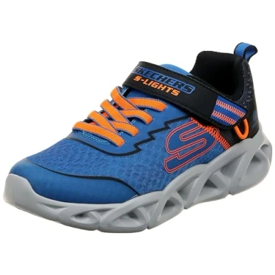 Image of Skechers Boys Trainers, Blue Textile/Synthetic/Black &amp; Lime Trim, 2 UK