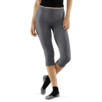 Image of FALKE Women&#039;s Wool Tech Light 3/4 W TI Functional Yarn Quick Dry 1 Piece Base Layer Bottom, Grey (Grey Heather 3757), S