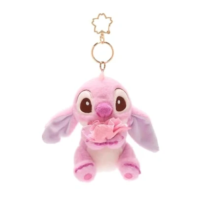 Image of Disney Store Official Stitch Keyring Plush, Lilo &amp; Stitch, 14cm / 6&quot;, Sakura Collection, Pink Alien Soft Toy on a Removable Keychain, Handbag and School Bag Accessory, 3+