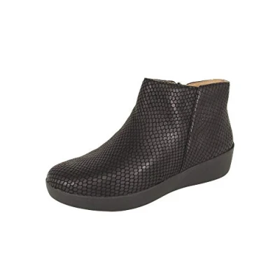 Image of FitFlop Womens Sumi Snake Embossed Leather Ankle Boot Shoes
