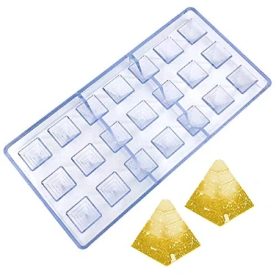 Image of DUBENS 21 Cavity 3D Pyramid Shape Polycarbonate Chocolate Mould Creative Fondant Moulds Candy Cake Mold Kitchen Baking Pastry Tools