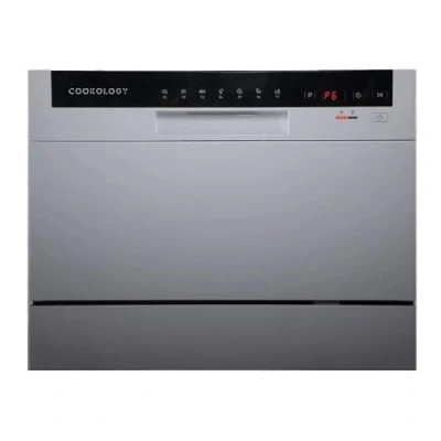 Image of Cookology CTTD6 Compact Mini Portable Counter Top, Tabletop Dishwasher Small, 6 place settings, 6.5 Litre Cycle and 7 Wash Cycles with ECO Friendly Mode in SIlver