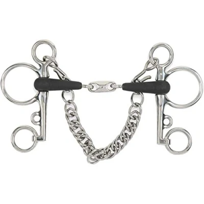 Image of Shires Equikind Plus Pelham Peanut Link Bit 5 inch Silver Black