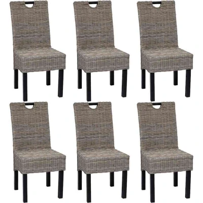Image of vidaXL Dining Chair 6 pcs Kubu Rattan Mango Wood