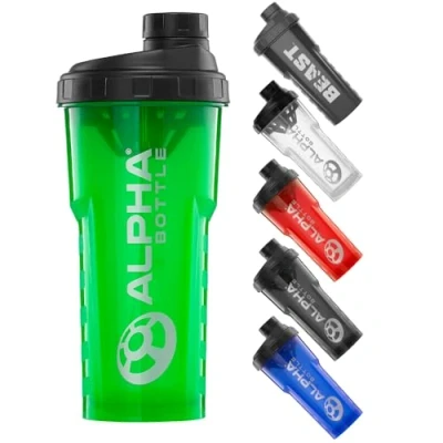 Image of Alpha Designs Protein Shaker Bottle 750ml Gym Cup for Powder Shakes &amp; Sports Supplements Pre Workout Mixer BPA Free 0.75L Green