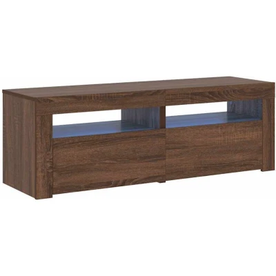 Image of vidaXL TV Cabinet with LED Lights Brown Oak 120x35x40 cm