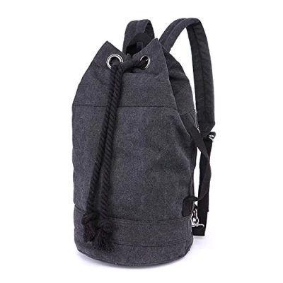 Image of LOSMILE Canvas Travel Duffles,Holdall Bags Overnight Weekend Carry On Shoulder Tote Bag Rucksack Luggage.（L Black）