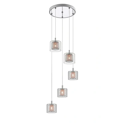 Image of Laure 5 Light Chrome Spiral Cluster Pendant Ceiling