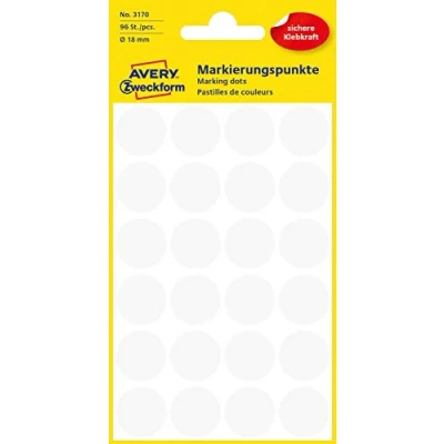 Image of Avery Colour Coding Dots, White, ø18mm Labels 96