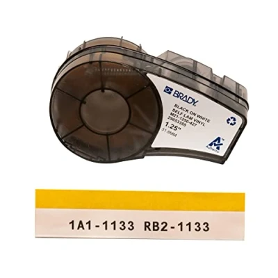 Image of Brady Self Laminating Vinyl Tape for BMP21 PLUS; LAB; BMP21, 31.75 mm x 4.30 m, Black on White, Transparent