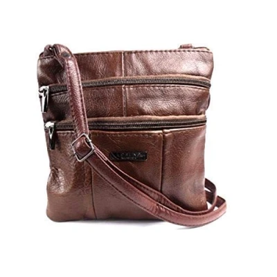 Image of Ladies Genuine Leather Crossover Body Bag (BROWN)