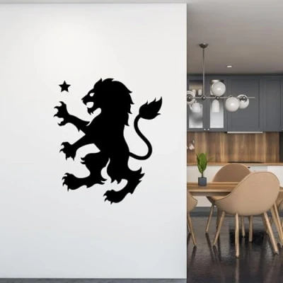 Image of Aston Villa Football Club Lion and Star Wall Sticker + Decal Set (60cm Width x 50cm Height)