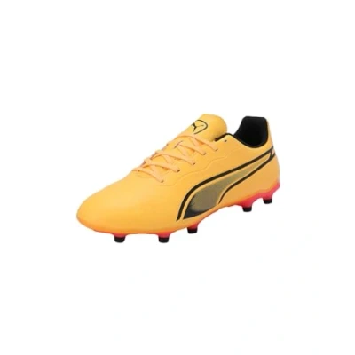 Image of Puma KING Match FG/AG Moulded stud football boots, Men&#039;s, Size: 12, Sun stream/black/sunset glow High quality imitation leather