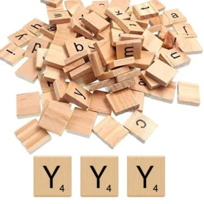 Image of Glamified Pack of 50 Y SCRABBLE TILES Same LETTERS Bags WOODEN BLACK NUMBERS FOR CRAFTS WOOD ALPHABETS (Letter Y, Tiles)