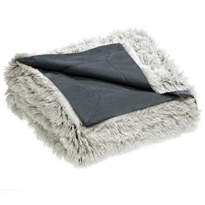 Image of CelinaTex Shetland cuddly blanket fur effect grey white throw XXL 220 x 240 cm