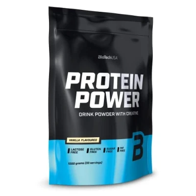 Image of BioTechUSA Protein Power High Protein, Sugar Free, Lactose Gluten Free Added Creatine, 1 kg, Vanilla