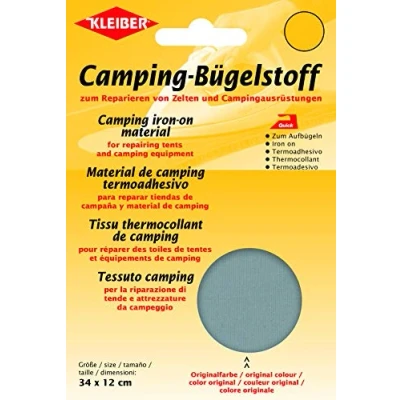 Image of Kleiber 100 Percent Cotton Canvas Tent with Awning Iron on Repair Patch, Grey
