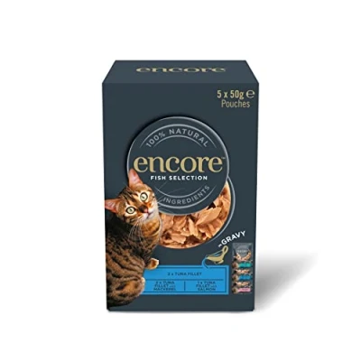Image of Encore Natural Wet Cat Food, Tuna with Fish Selection in Gravy, 5 x 50g Pouches