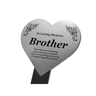 Image of Plaque for Brother Memorial Ornaments. In Loving Memory of Bereavement Gift. Grave Decoration. Plant Marker. Ornament. Tribute.